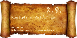 Kustyán Valéria névjegykártya
